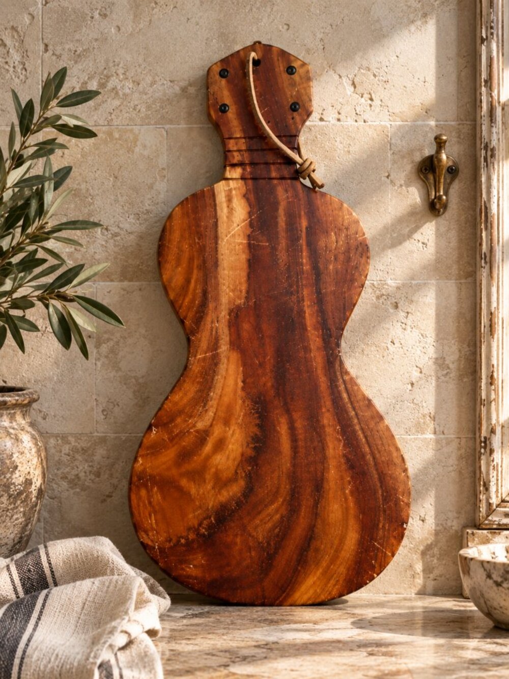 Kamani Woods Stamped Guitar Ukulele Hand Carved Cutting Board
